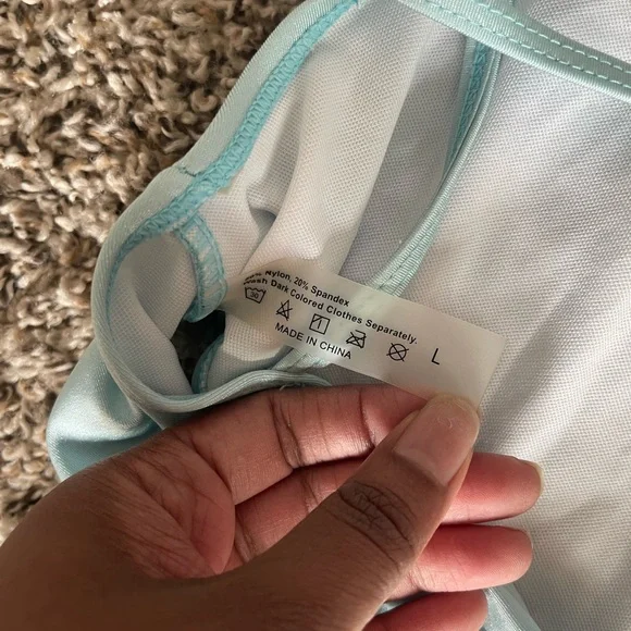 SHEIN Light Blue Ruffle One-Piece Swimsuit - Picture 7 of 8